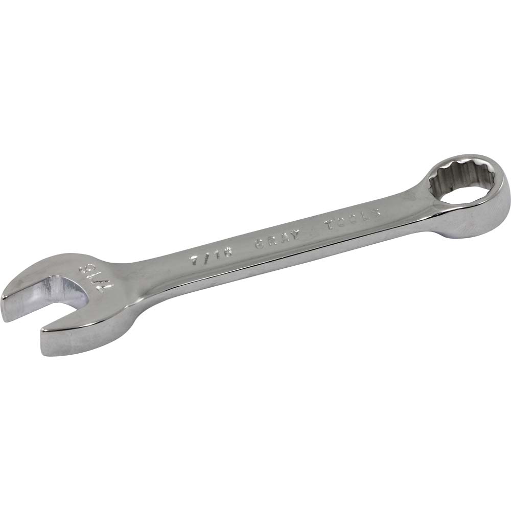 12 Point SAE Stubby Combination Wrenches - 15° Offset - Mirror